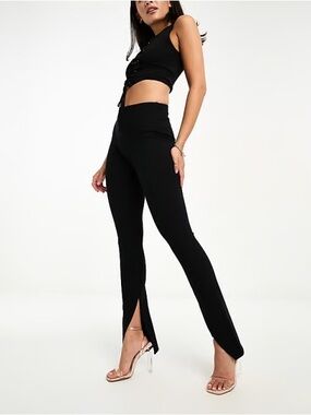 SPANX Black High-Waist Skinny Pants with Front Slit